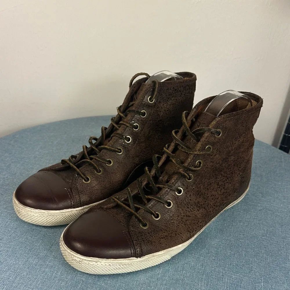 Frye Dark Brown Leather Women’s High-Top Sneakers Size 10.5/11